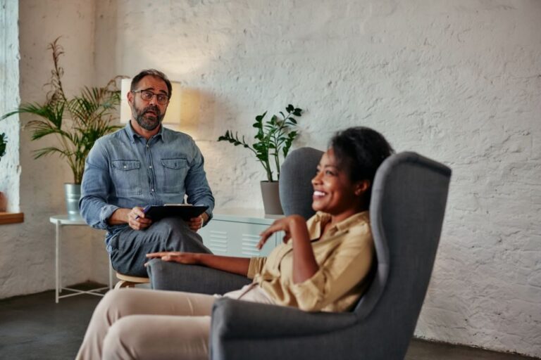 Reflective self-awareness, therapist talking to a patient